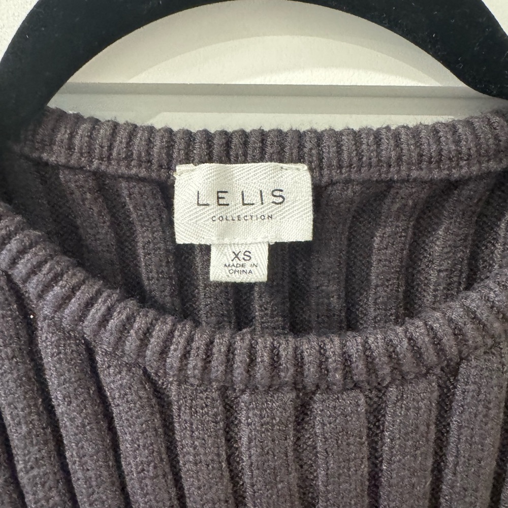 Le Lis Gray Ribbed Crewneck Sweater